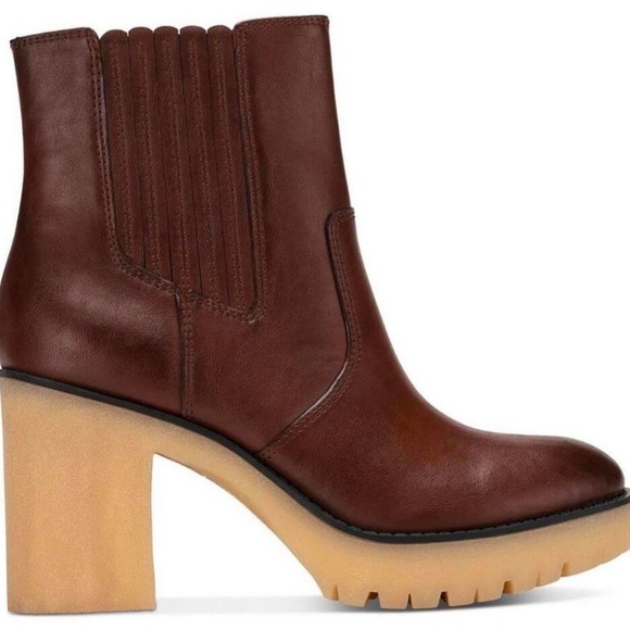 INC International Concepts Brown Leather Ankle Boots - Picture 7 of 8